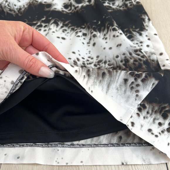 Jessica Simpson Christina Print Black White Watercolor Plunging Back Tunic Dress - Picture 4 of 15